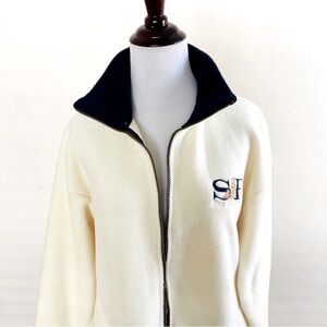 VINTAGE FLEECE JACKET SMALL ANDY'S SPORT-WEAR ZIP UP PREPPY CREAM SAN FRANCISCO